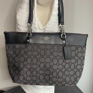 Coach Signature Logo Handbag with Chain and Leather Straps